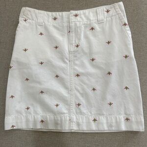 𝅺LILLY Pulitzer Snappy Mini Skirt White Dragonfly Cotton Size 2 Small EUC